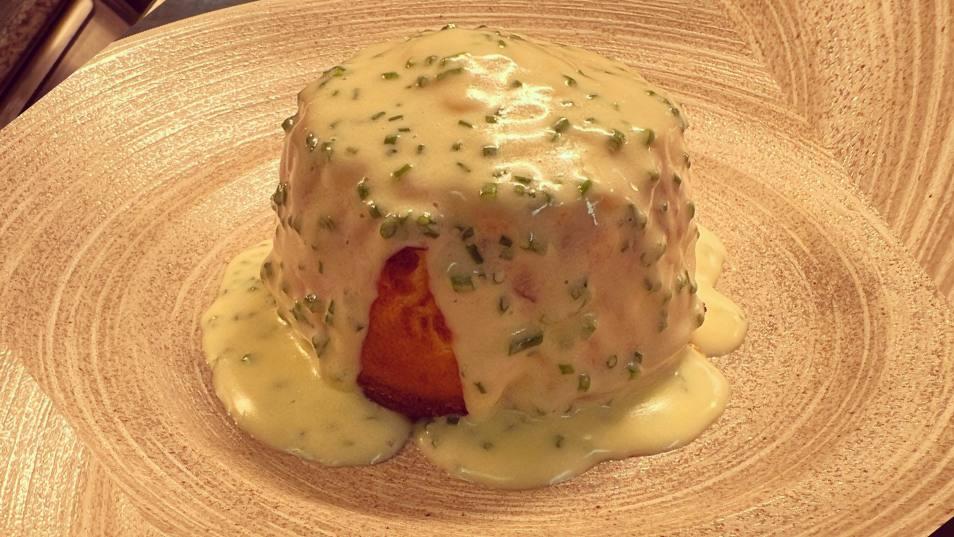 Twice baked vintage cheddar soufflé